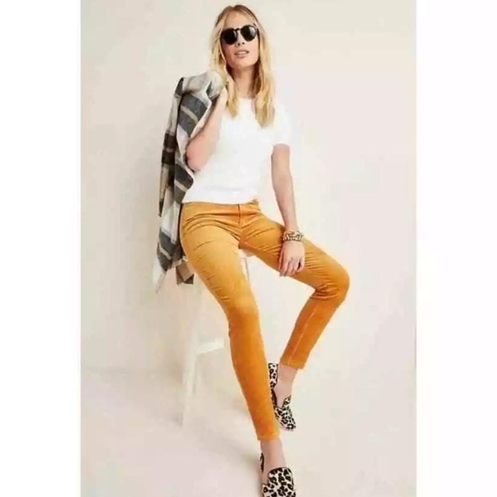 PAIGE Women’s Hoxton Ankle Corduroy Pants Marigold Stretch 1767D66-7378 Size 32‎